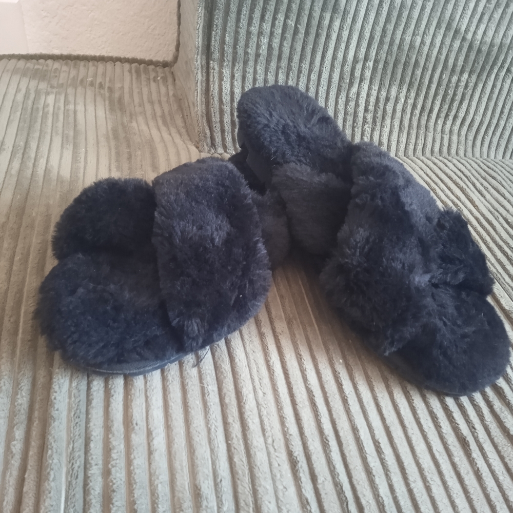 Cozy Black Fuzzy Slippers